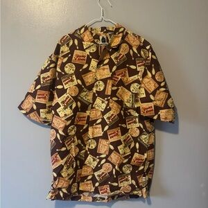 Men’s Bugle Boy Bowling Button Up Short Sleeve Shirt XL.